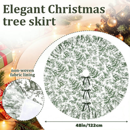 Blue Chinoiserie Christmas Tree Skirt, 48 Inch
