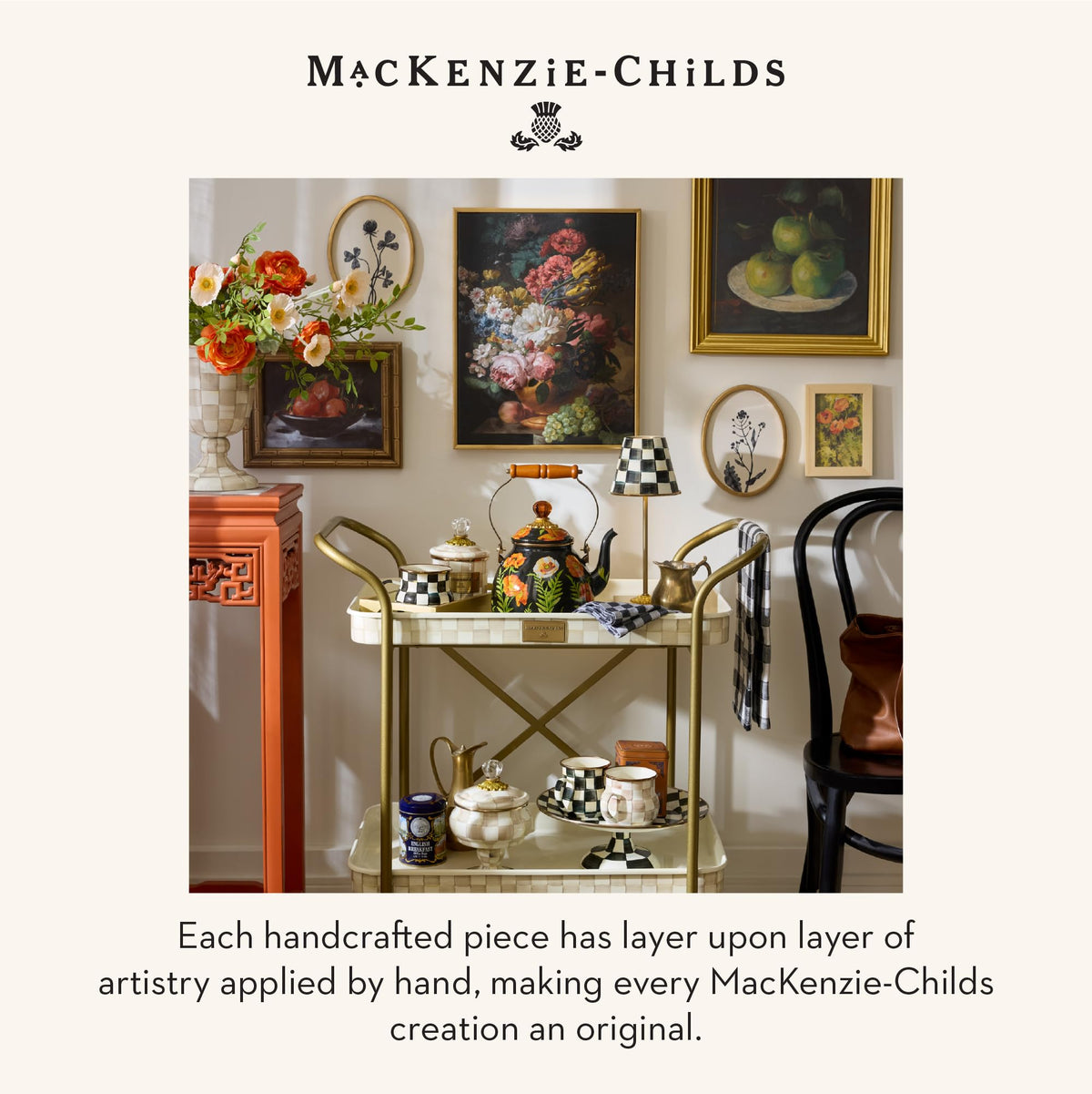 MacKenzie-Childs Enamel Canister Set, Royal Check