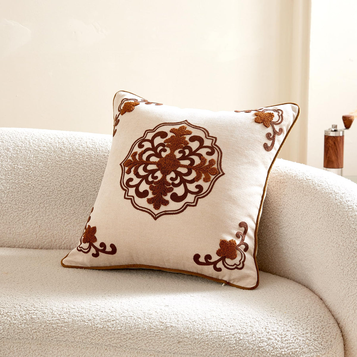 Chinoiserie Floral Chenille Pillow Cover