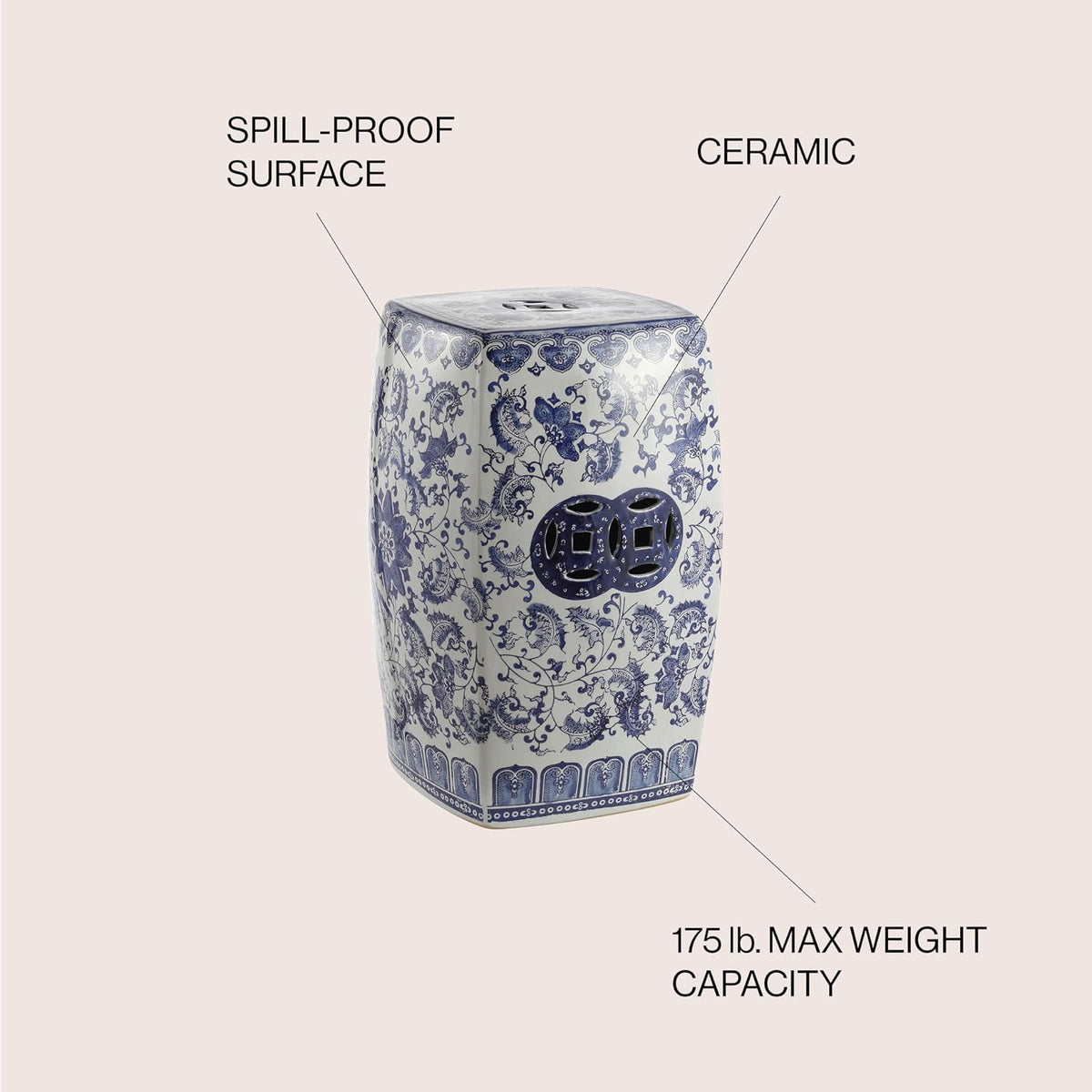 Jonathan Y Floral Vine Square Garden Stool
