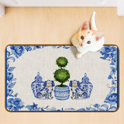 Chinoiserie Dachshund Doormat, 17 x 30 Inch
