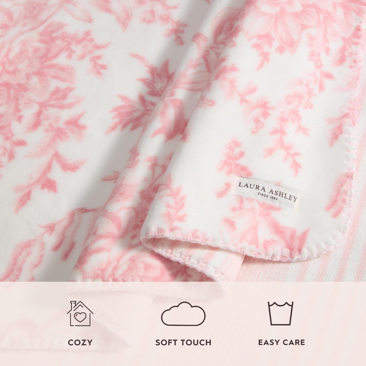 Laura Ashley Reversible Plush Throw, 50x70