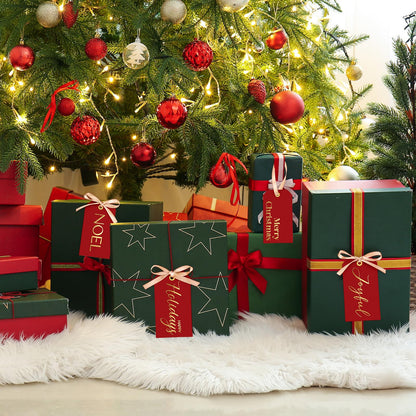 Christmas Gift Tags with Ribbon, 100 Pack, Blue and Silver