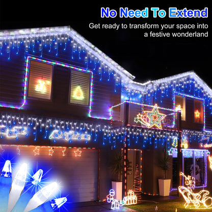 Blue and Cool White Icicle Lights, 164 ft
