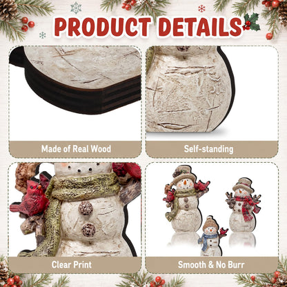 Chinoiserie Wooden Snowmen, Set of 3