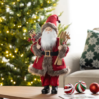 Blue Velvet Santa Figurine, 18 Inch