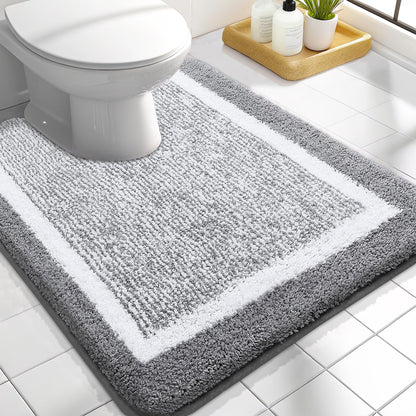 Navy and White Microfiber Bath Rug, 36 x 24