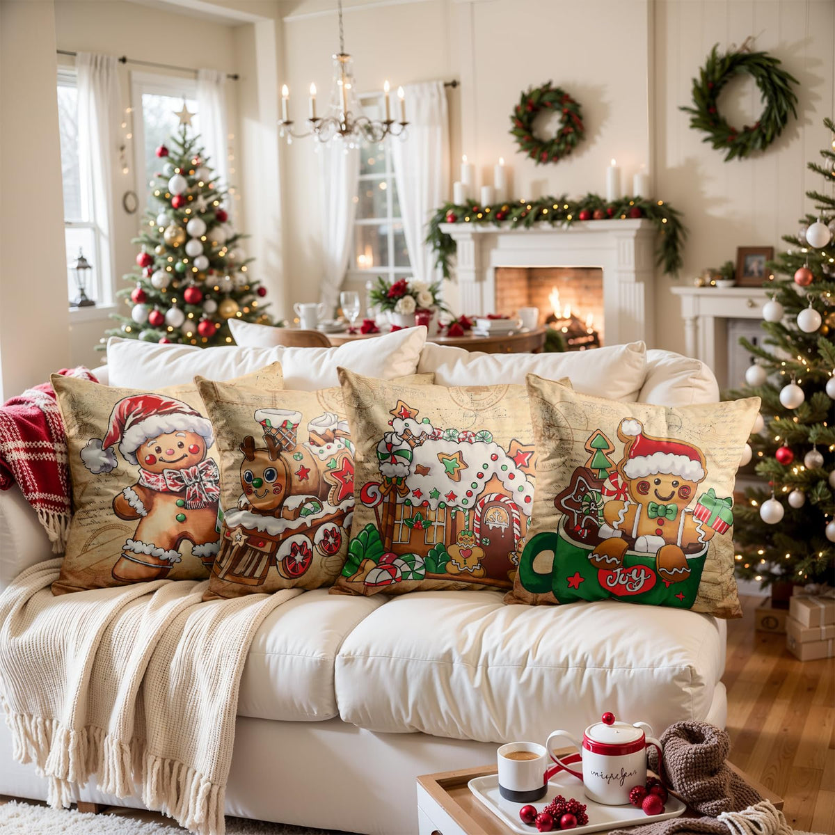 Navy Velvet Christmas Pillow Covers, Set of 4
