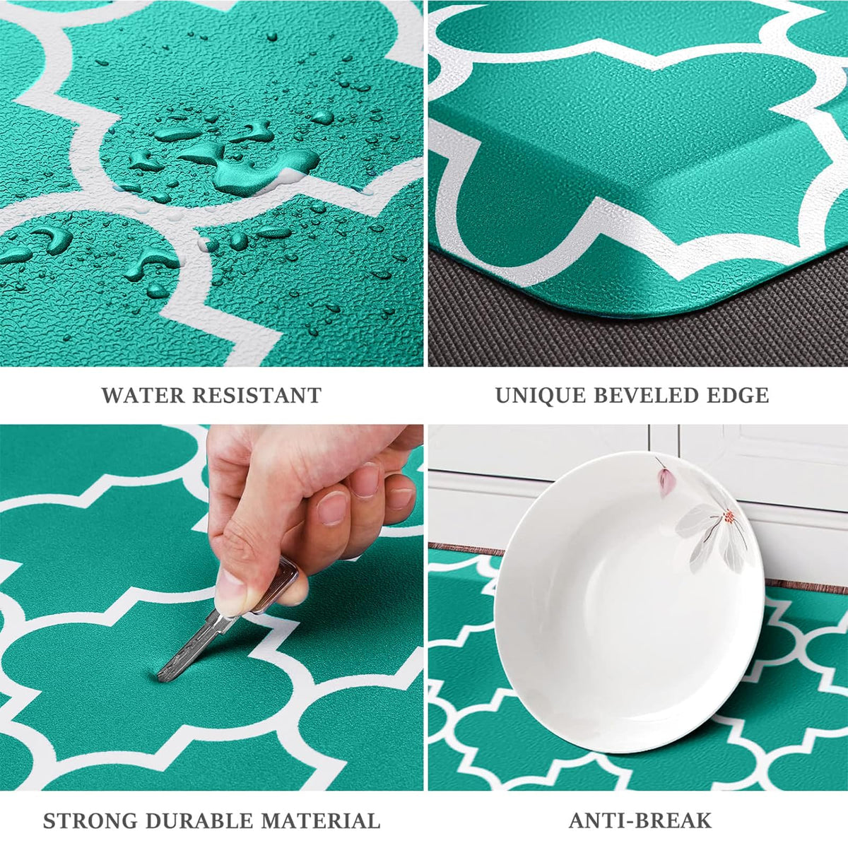 Blue Cushioned Anti-Fatigue Kitchen Mat
