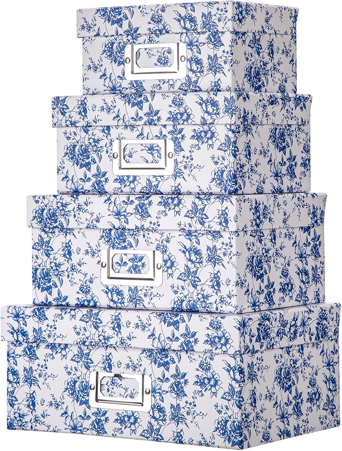 Blue and White Floral Nested Storage Boxes