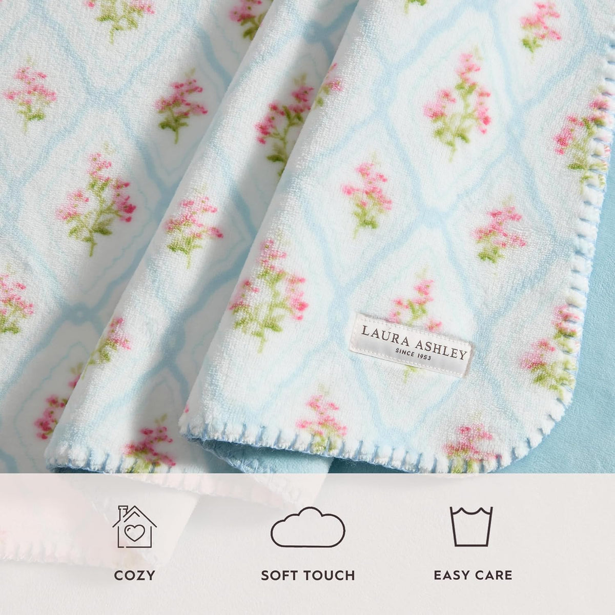 Laura Ashley Reversible Plush Throw, 50x70