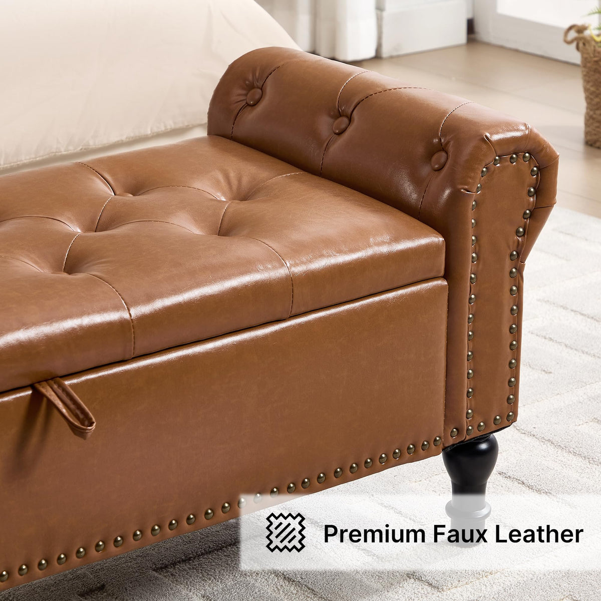 Navy Velvet Tufted Storage Bench