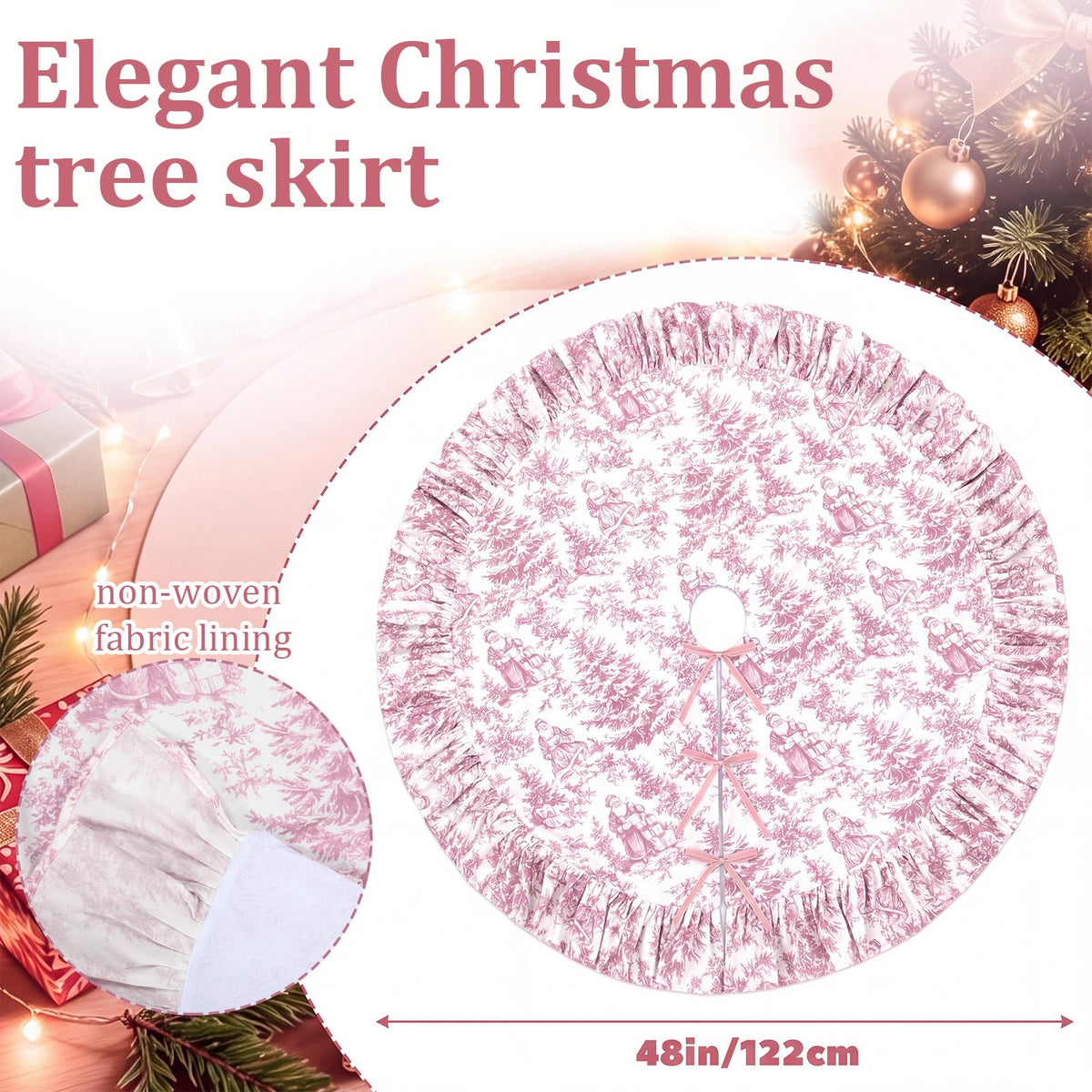 Blue Chinoiserie Christmas Tree Skirt, 48 Inch