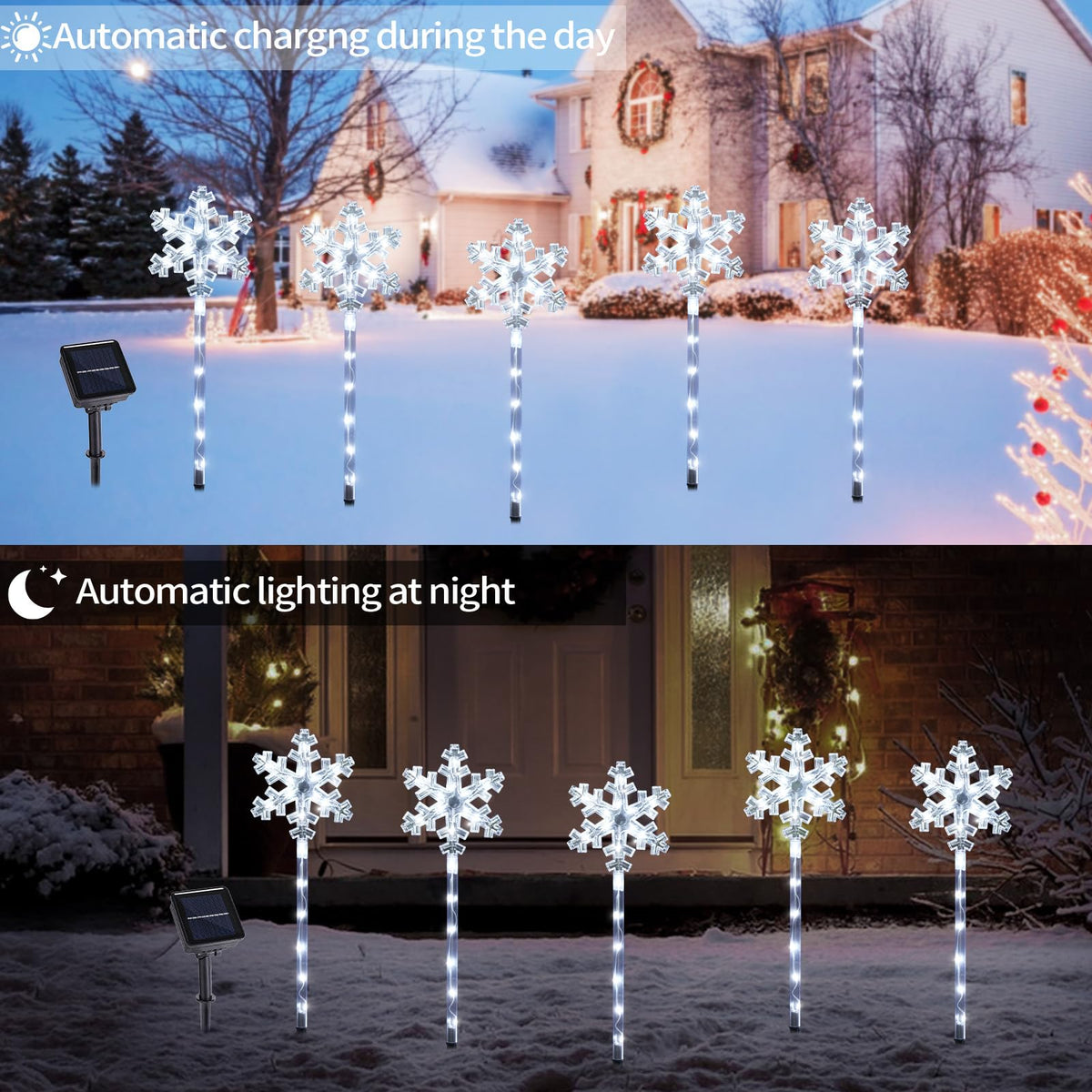Solar Snowflake Pathway Lights, 10 Pack
