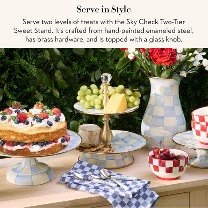 MacKenzie-Childs Two-Tier Sweet Stand, Royal Check