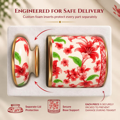 Round Chinoiserie Ceramic Tissue Holder with Lid