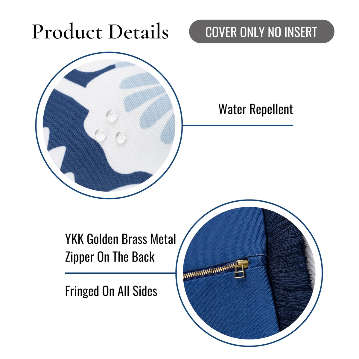 Navy Greek Key Outdoor Lumbar Pillow Cover, 12x20
