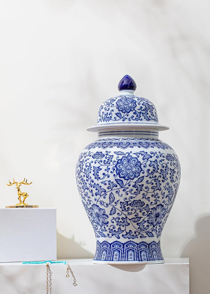 Blue and White Ginger Jar, 9.8 or 15 Inch