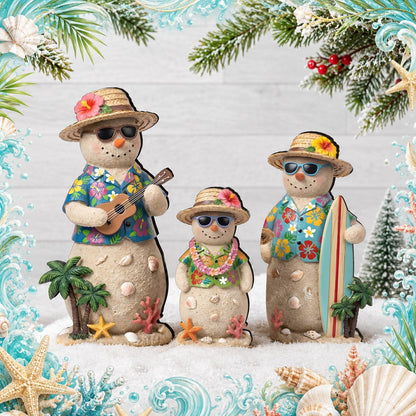 Chinoiserie Wooden Snowmen, Set of 3