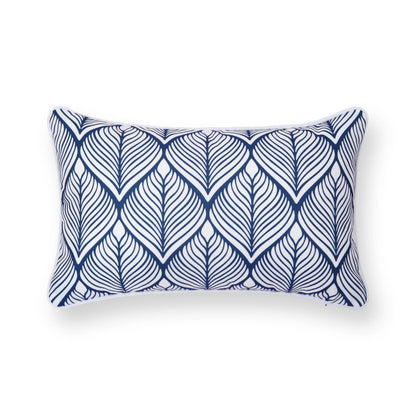 Navy Greek Key Outdoor Lumbar Pillow Cover, 12x20