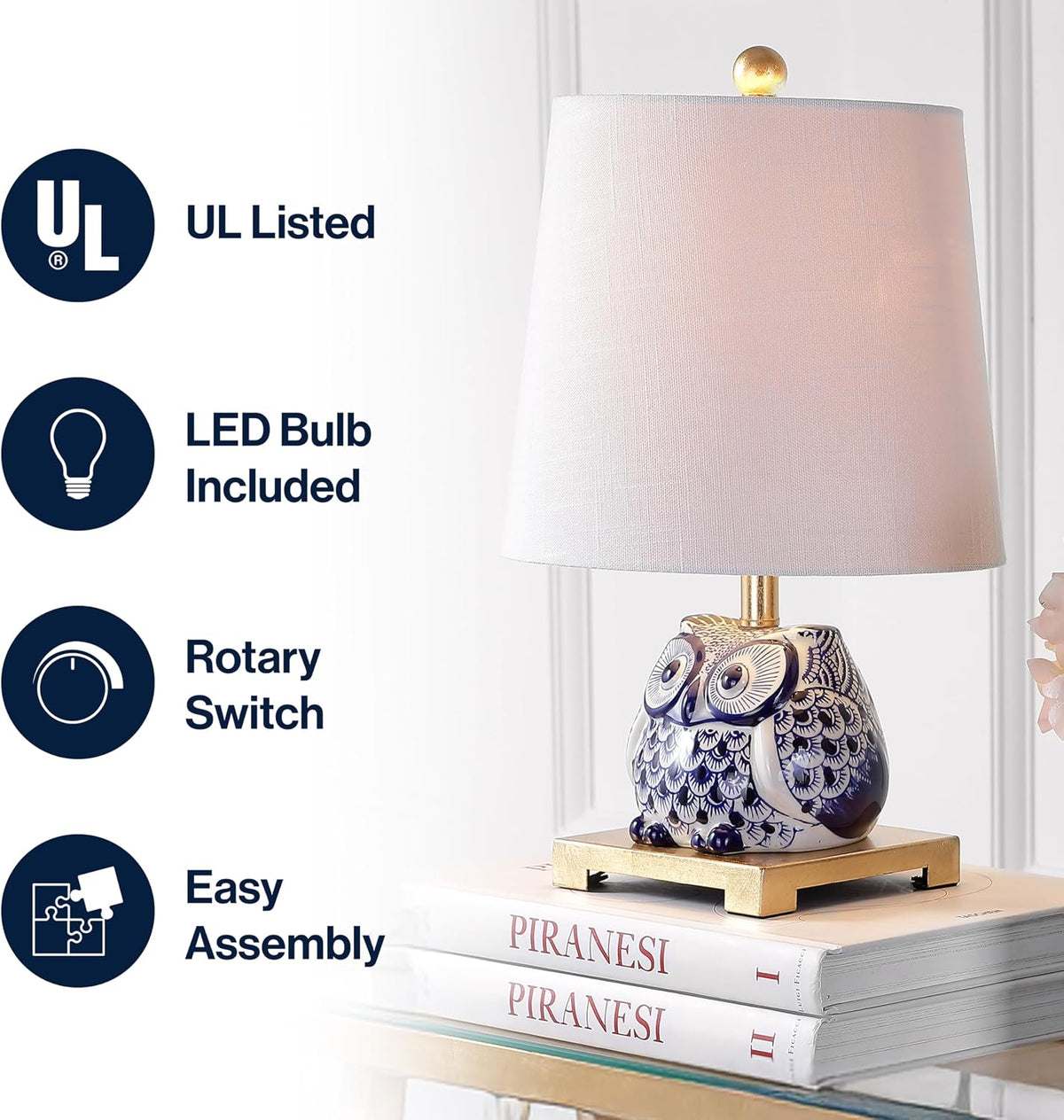 Justina Owl Mini Table Lamp, Ceramic
