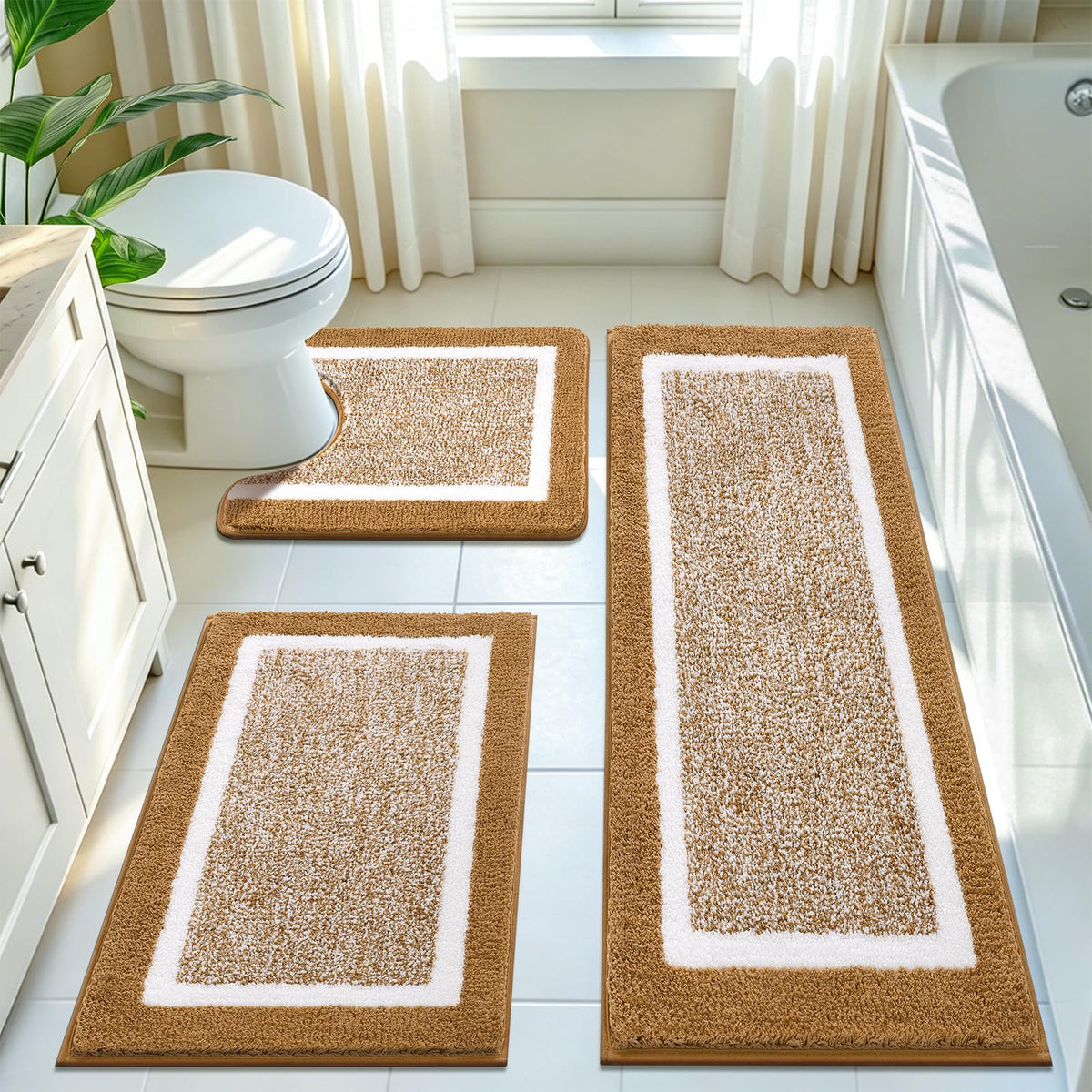 Shaggy Microfiber Bath Rug Set, 3 Piece