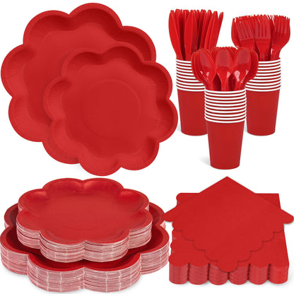 Blue and White Paper Tableware Set, Serves 50