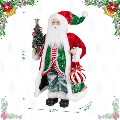 Blue Velvet Santa Figurine, 18 Inch