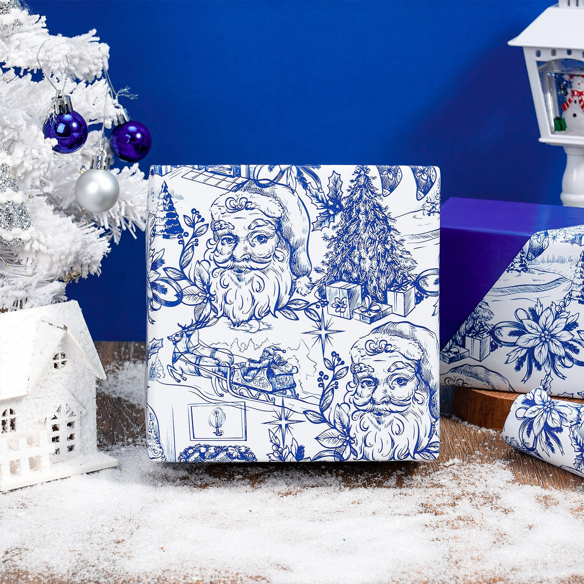 Reversible Toile Christmas Wrapping Paper