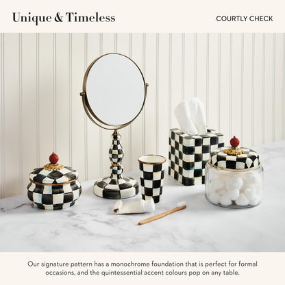 MacKenzie-Childs Enamel Squashed Pot, Royal Check