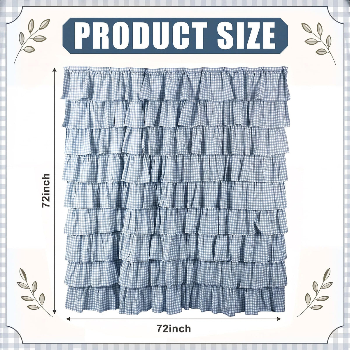 Ruffled Gingham Shower Curtain, 72 x 72