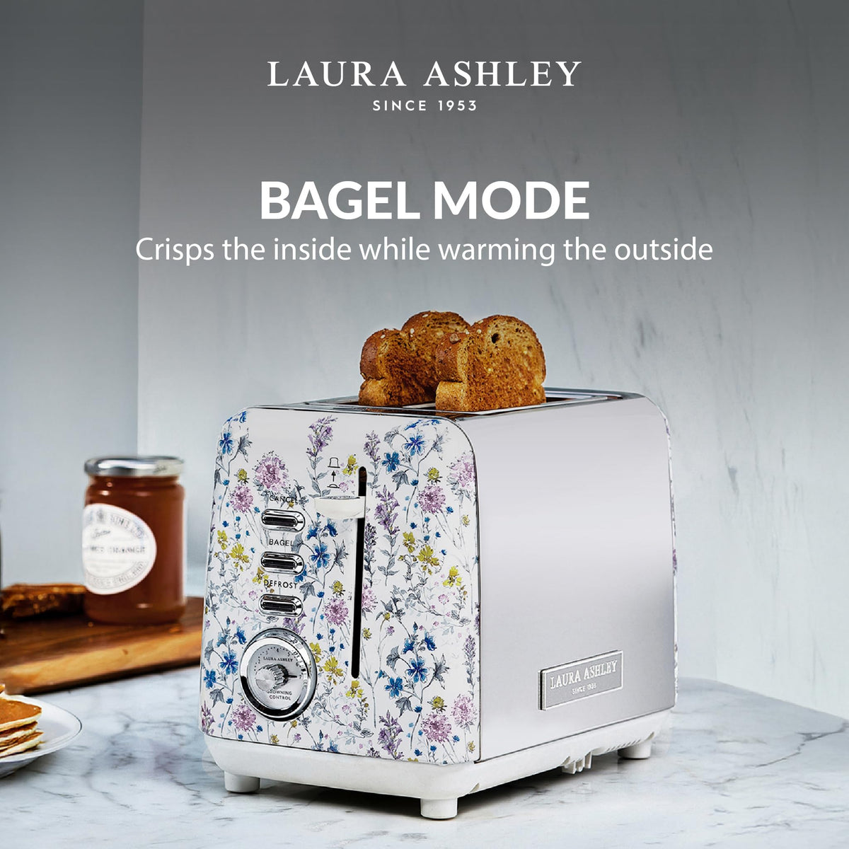 Laura Ashley Wide Slot 2-Slice Toaster
