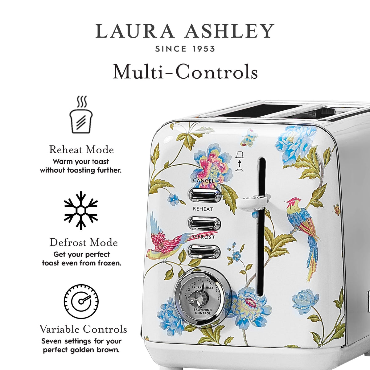 Laura Ashley Wide Slot 2-Slice Toaster