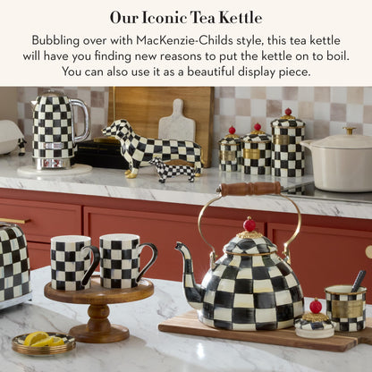 MacKenzie-Childs Enamel Tea Kettle, Royal Check