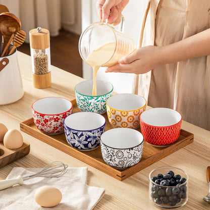 Floral Ceramic Ramekins, Set of 6