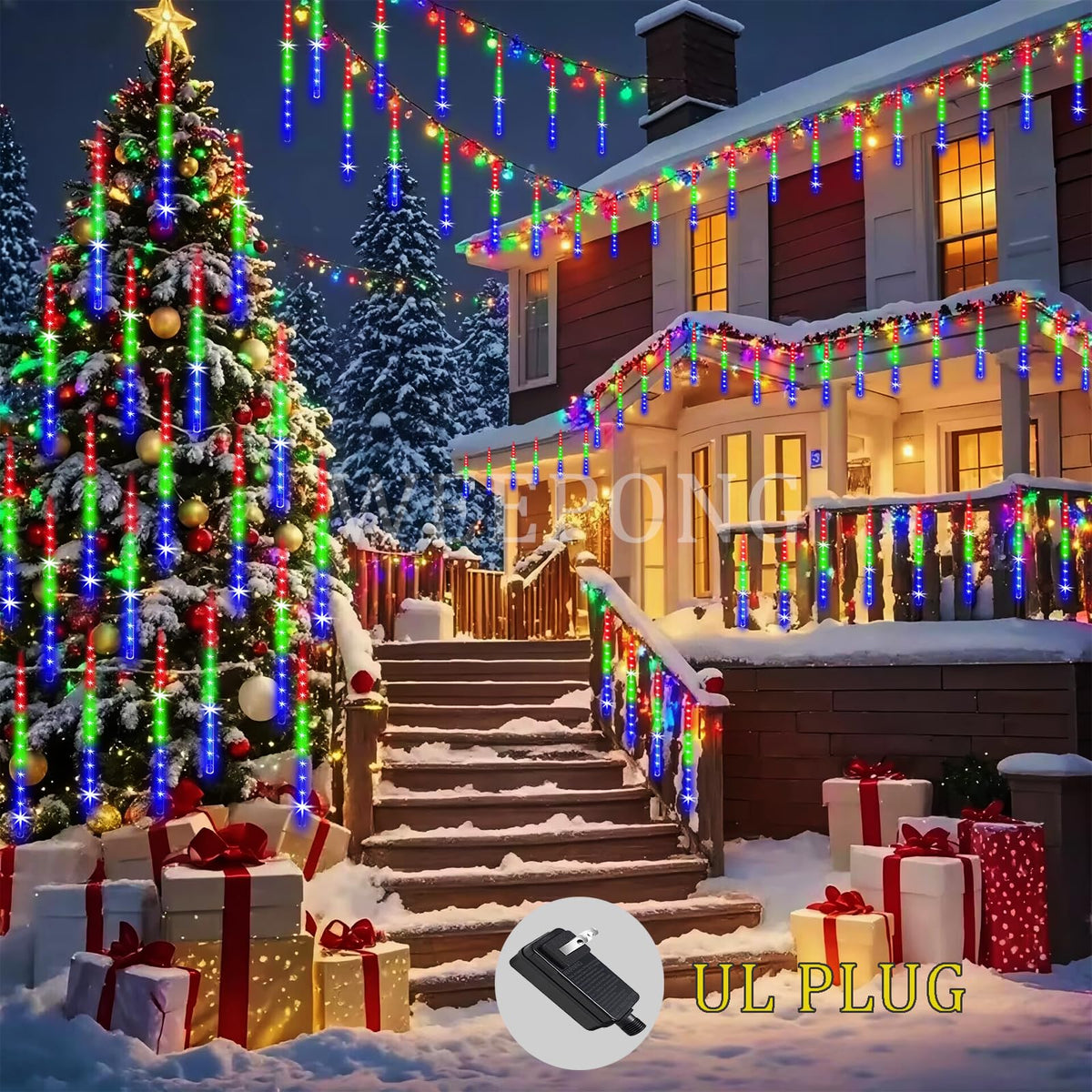 Blue Meteor Shower Christmas Lights, 8 Tubes