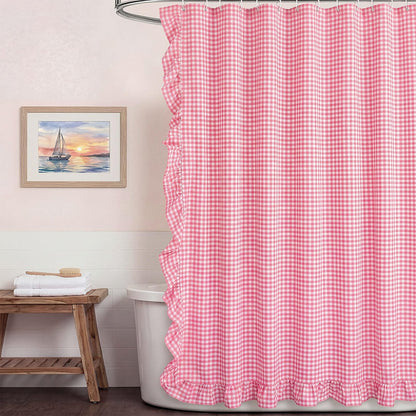Ruffled Gingham Shower Curtain, 72 x 72
