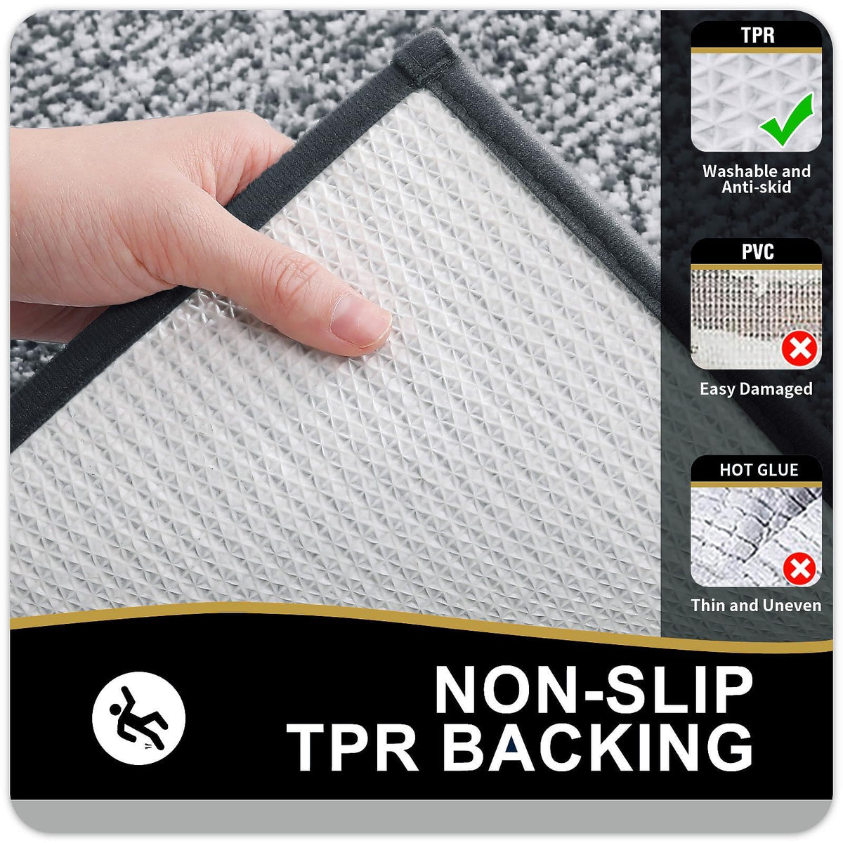 Navy and White Microfiber Bath Rug, 36 x 24