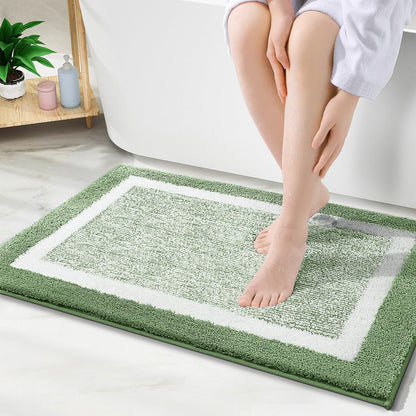 Navy and White Microfiber Bath Rug, 36 x 24
