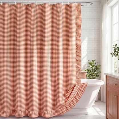 Ruffled Gingham Shower Curtain, 72 x 72