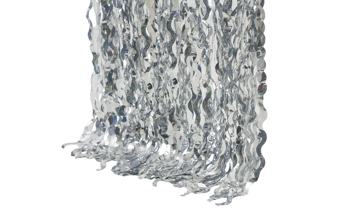 Navy Blue Foil Fringe Curtains, 4 Pack