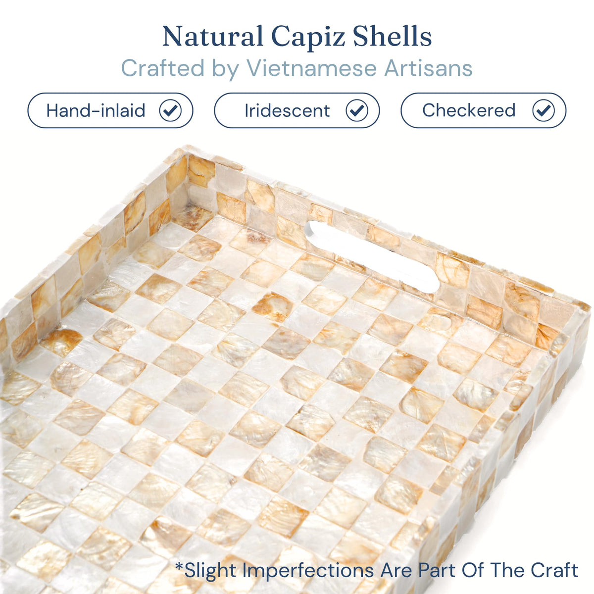 Capiz Shell Decorative Serving Tray, Navy Blue