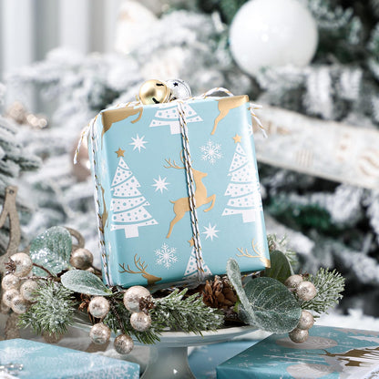 Christmas Wrapping Paper Rolls, Blue and Silver, 4 Rolls