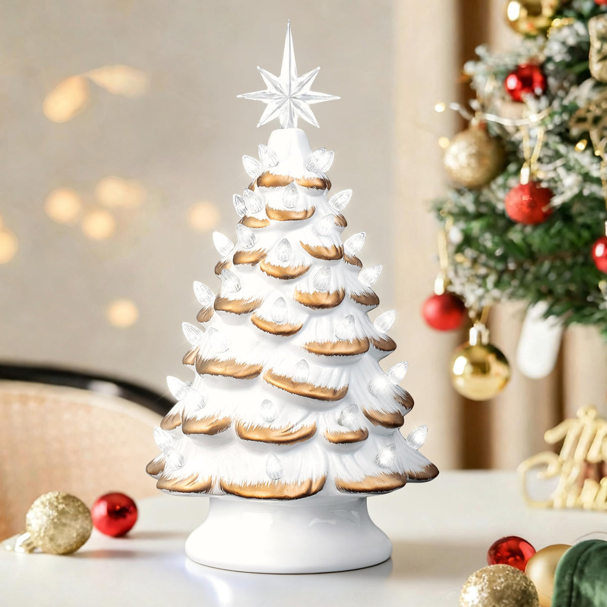Lighted Ceramic Christmas Tree, 13 Inch