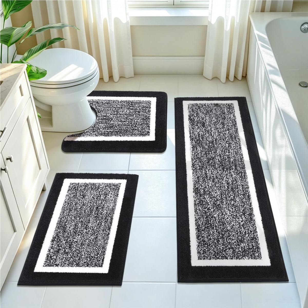 Shaggy Microfiber Bath Rug Set, 3 Piece
