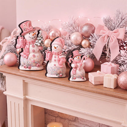 Chinoiserie Wooden Snowmen, Set of 3