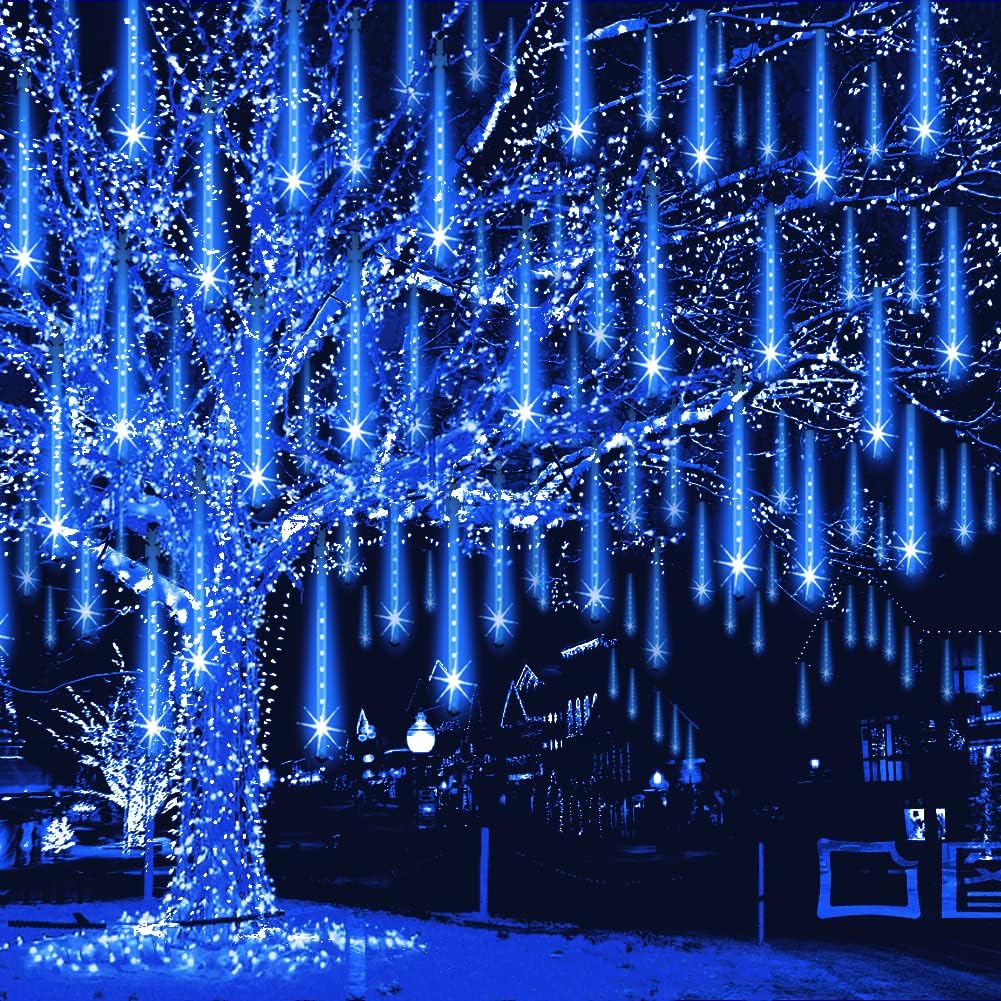 Blue Meteor Shower Christmas Lights, 8 Tubes