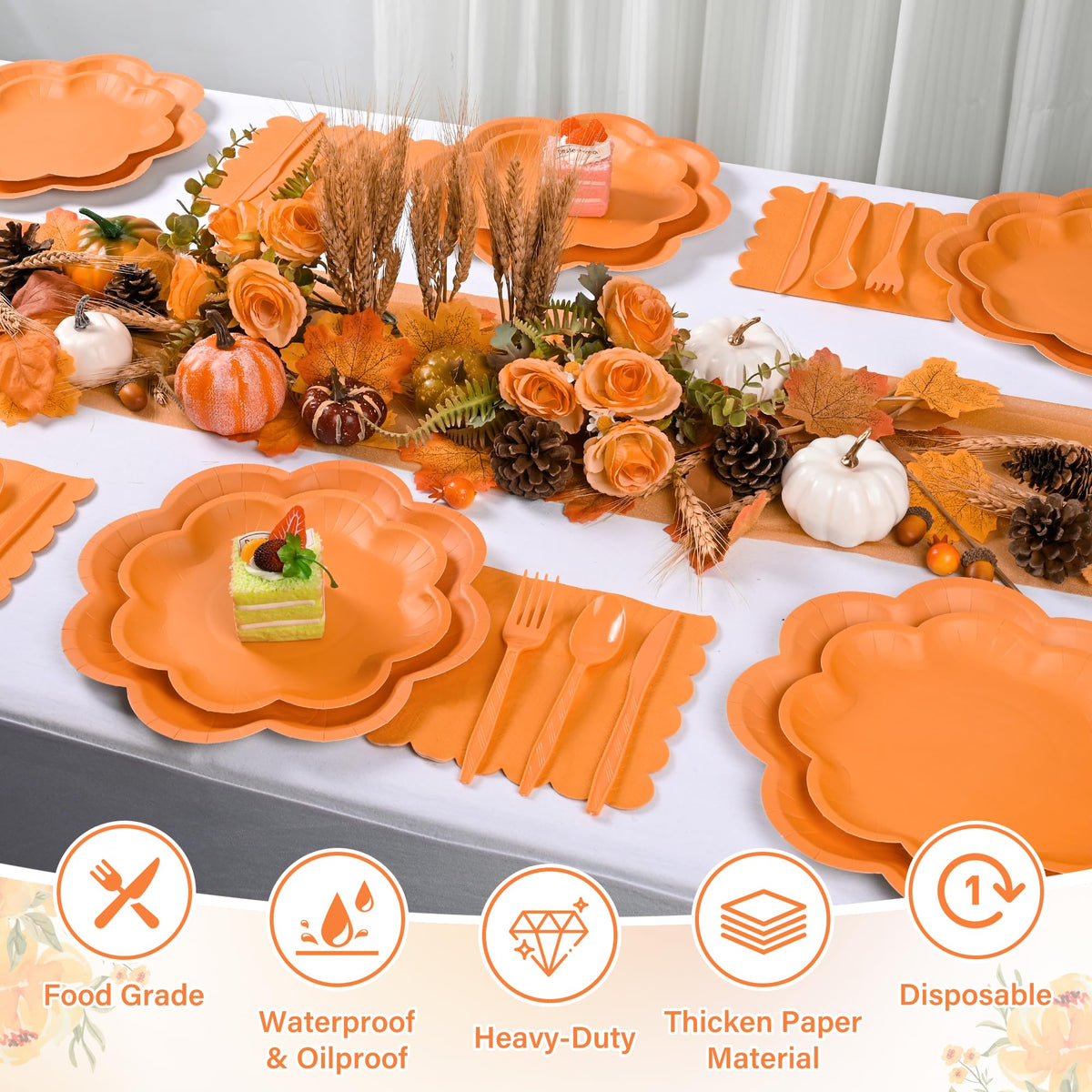 Blue and White Paper Tableware Set, Serves 50