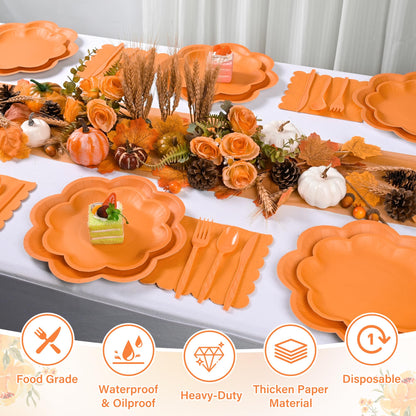 Blue and White Paper Tableware Set, Serves 50