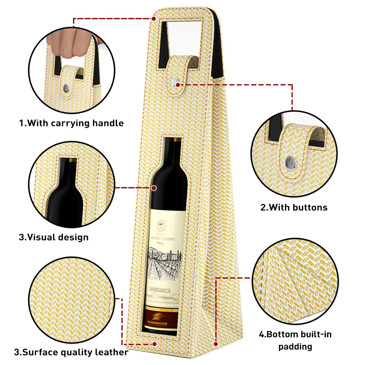 Blue Leather Wine Gift Bag